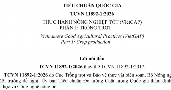 Tiêu Chuẩn Quốc Gia Tcvn 11892-1:2026 Thực Hành Nông Nghiệp Tốt (Vietgap) of chicken meat 1